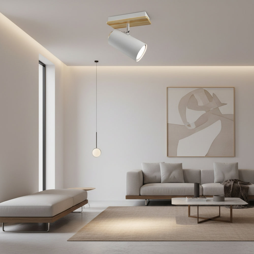 Eurolux Sol S/Light 1 Light White/Wood GU10 1x5w-S534W