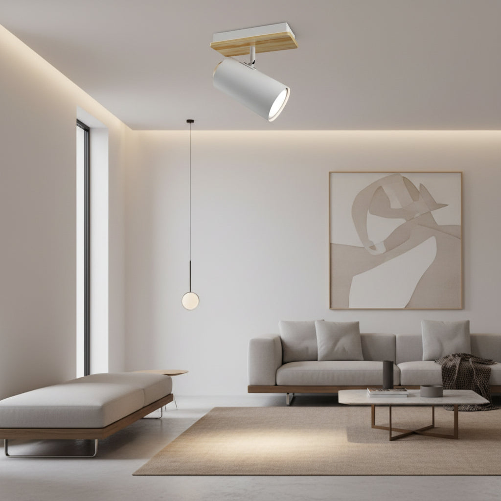 Eurolux Sol S/Light 1 Light White/Wood GU10 1x5w-S534W
