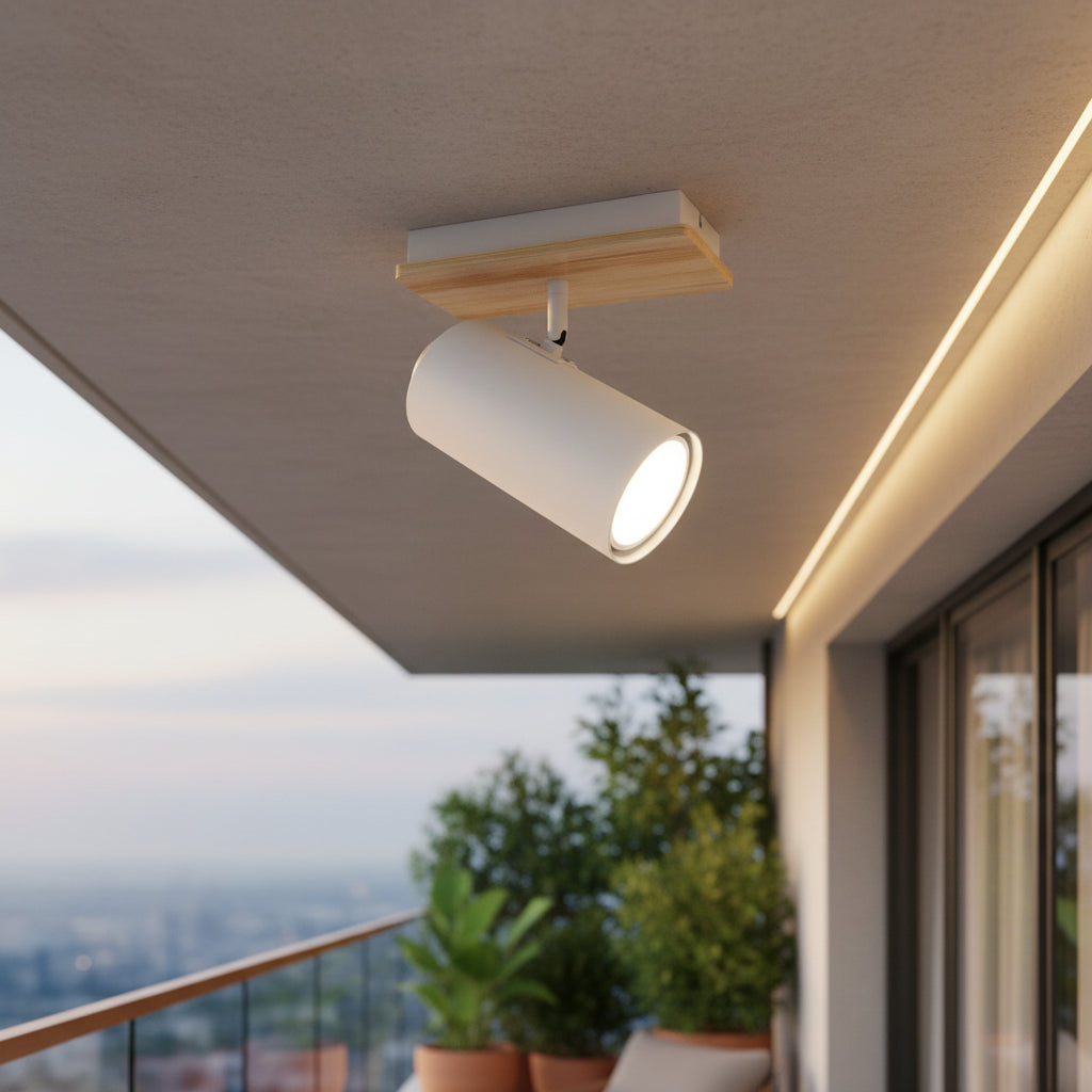 Eurolux Sol S/Light 1 Light White/Wood GU10 1x5w-S534W