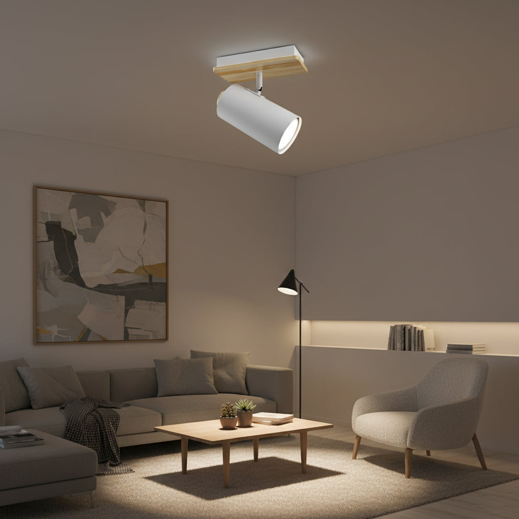 Eurolux Sol S/Light 1 Light White/Wood GU10 1x5w-S534W