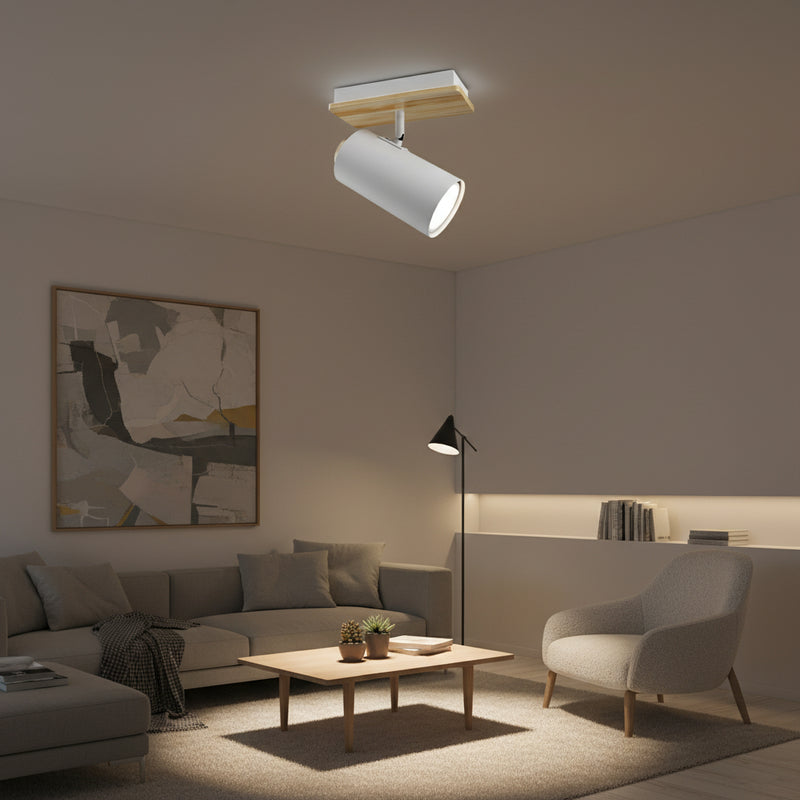 Eurolux Sol S/Light 1 Light White/Wood GU10 1x5w-S534W