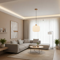 Eurolux Nesta2 Pendant White Wood/Glass E27 1x40w P1360