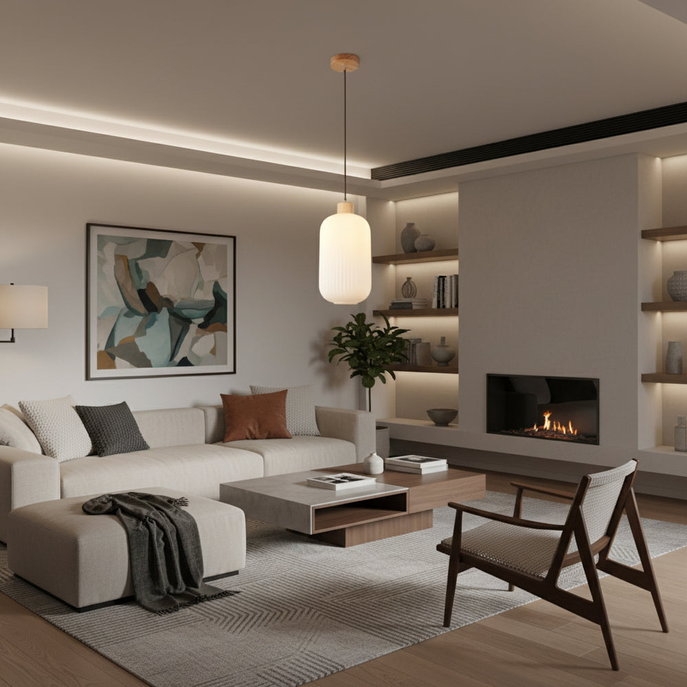 Eurolux Nesta2 Pendant White Wood/Glass E27 1x40wP1361