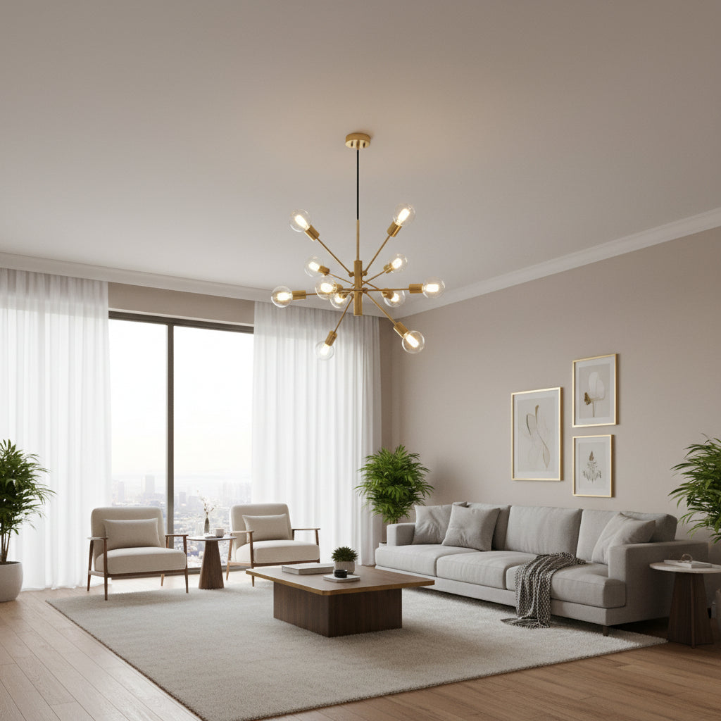 Eurolux Gradoli 8 Light Pendant Brushed Brass-P1348