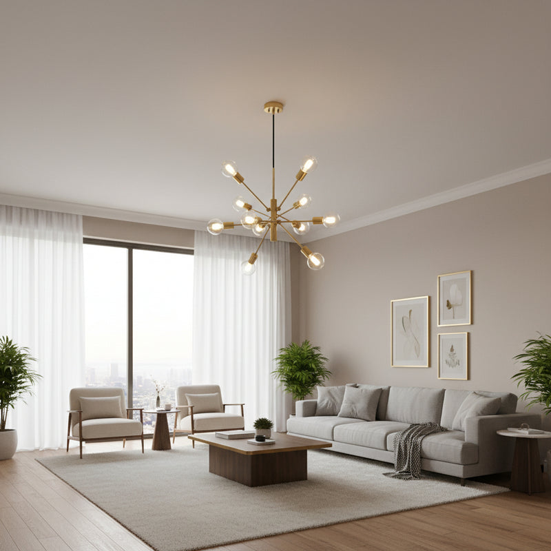 Eurolux Gradoli 8 Light Pendant Brushed Brass-P1348