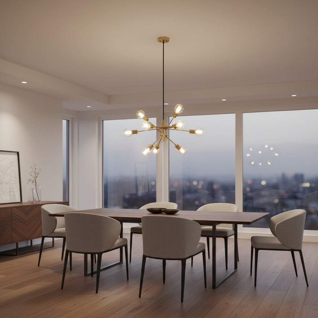 Eurolux Gradoli 8 Light Pendant Brushed Brass-P1348