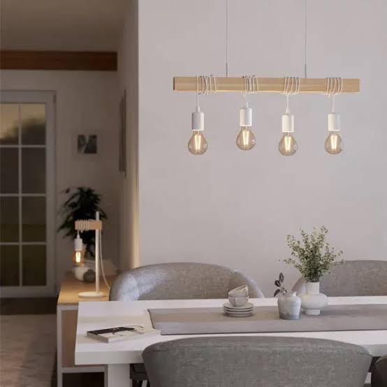 Eurolux Townshend 4 LT Pendant Vintage White/Wood-P1210W