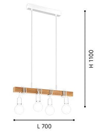 Eurolux Townshend 4 LT Pendant Vintage White/Wood-P1210W