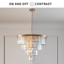 K-Light KLCH-6515/13-SG 230v 40W E14 Extra Large Crystal 7 Tier Chandelier, Satin Gold