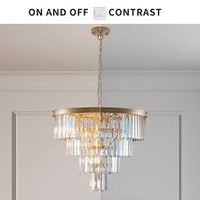 K-Light KLCH-6515/13-SG 230v 40W E14 Extra Large Crystal 7 Tier Chandelier, Satin Gold
