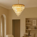 K-Light KLCH-6515/13-SG 230v 40W E14 Extra Large Crystal 7 Tier Chandelier, Satin Gold
