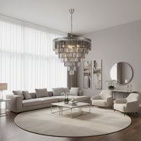 K-Light KLCH-6515/13-BL 230v 40W E14 Extra Large Crystal 7 Tier Chandelier, Charcoal Grey