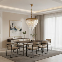 K-Light KLCH-6515/6-SG 230v 40W E14 Small Crystal 5 Tier Chandelier, Satin Gold