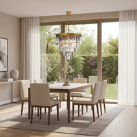 K-Light KLCH-6515/6-SG 230v 40W E14 Small Crystal 5 Tier Chandelier, Satin Gold