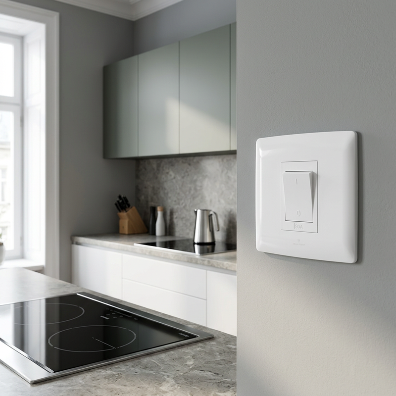 50A 2 Pole stove isolator - White.