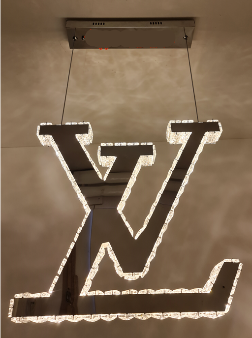 LV Logo Luxury Crystal Hanging LED Pendant Light with Remote. Mr.Smart SA's Best Online Shopping Store.