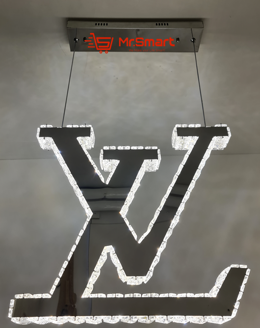 LV Logo Luxury Crystal Hanging LED Pendant Light with Remote. Mr.Smart SA's Best Online Shopping Store.