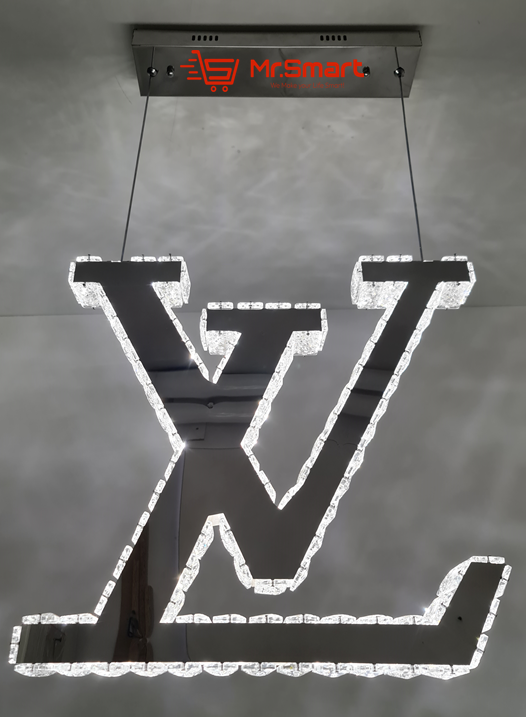 LV Logo Luxury Crystal Hanging LED Pendant Light with Remote. Mr.Smart SA's Best Online Shopping Store.