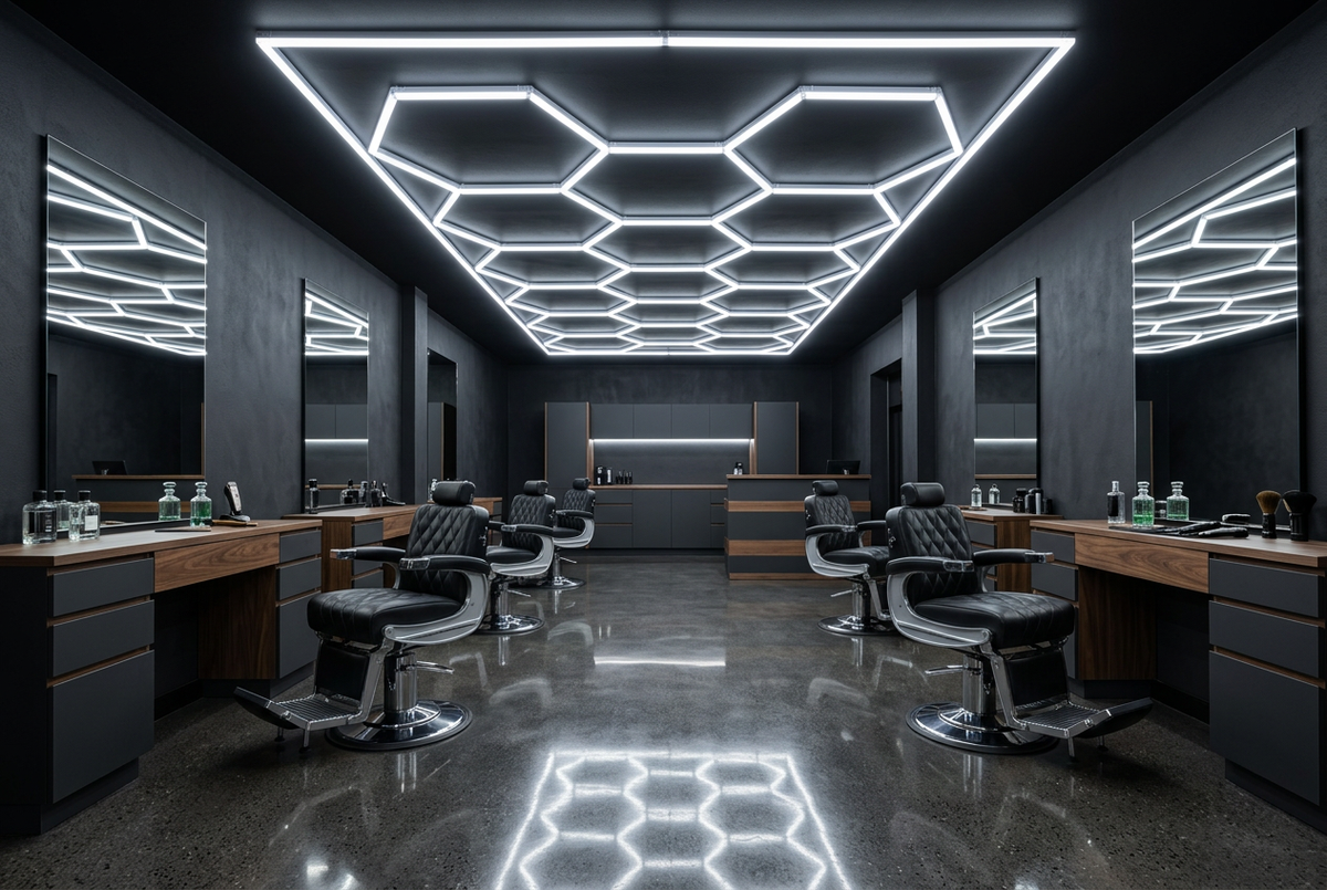 4M x 2.5M Hexagon Grid LED Garage Ceiling Light - 2 years warranty.