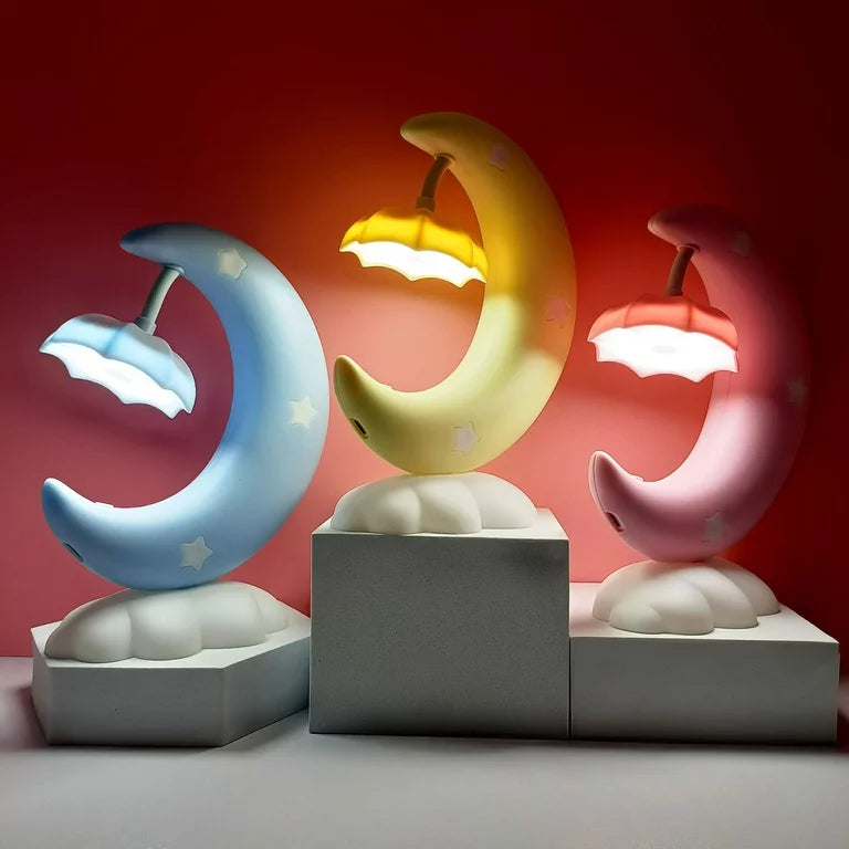Moon shape rechargeable night lamp for kids bedroom.