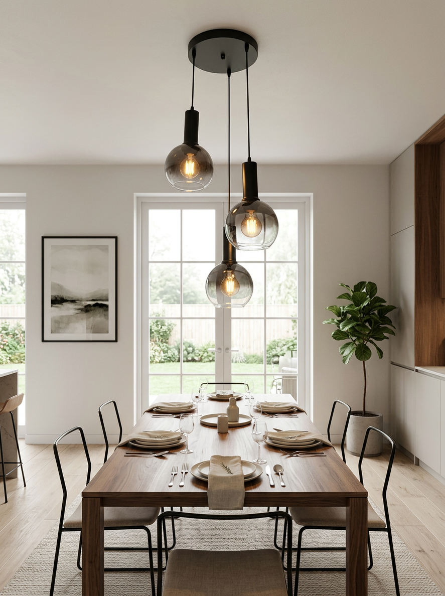 3 smoke glass bowl hanging pendant lamp - 514/3 (bulbs not included).