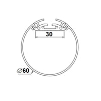 60mm x 30mm 3M Suspended Circular aluminum profile.