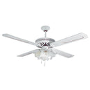 Rattan ceiling fan with light in white finish E27 4x60W