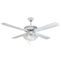 Rattan ceiling fan with light in white finish E27 4x60W