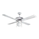 Rattan ceiling fan with light in white finish E27 1x60W