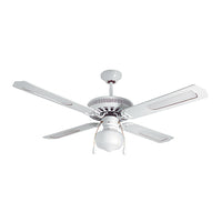 Rattan ceiling fan with light in white finish E27 1x60W
