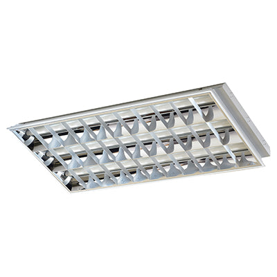 Recessed ceiling light wired for LED T8 3x18W with cordset pack of two