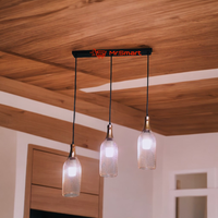 Metal Mesh Bottle Style Chandelier Light - Row of 03(Black). - Mr.Smart SA's Best Online Shopping Store