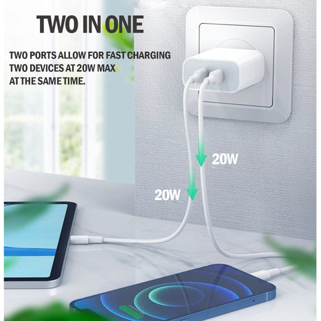 40W Dual Type-C To Lightning Cable PD Fast Charger