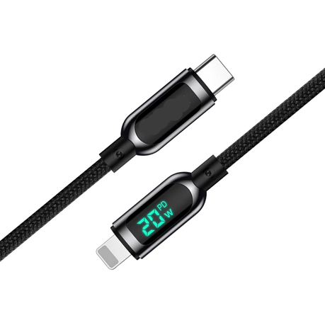 Type-C To Lightning(iphone) Cable With Charging Power Display.