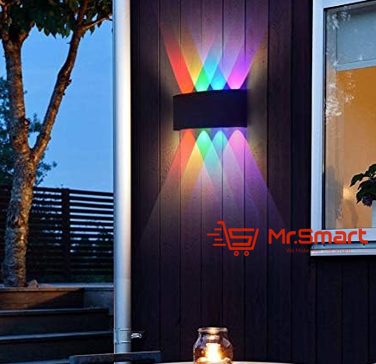 Indoor / Outdoor RGB Wall Lamp 4+4 Multicolor Black