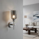 Retro Indoor Wall Light - Silver Cylinder - Glass 1301.