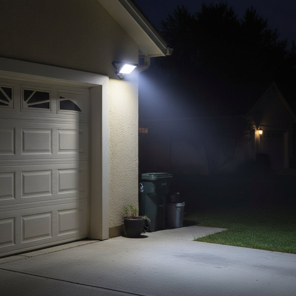 10W 12V DC LED Flood Light with battery clamp.