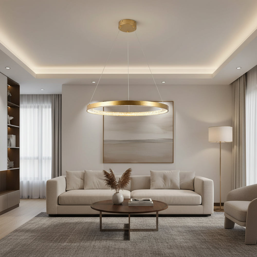 Eurolux Lustra Ring Crystal Pendant Gold LED 15w 3000K-P1358