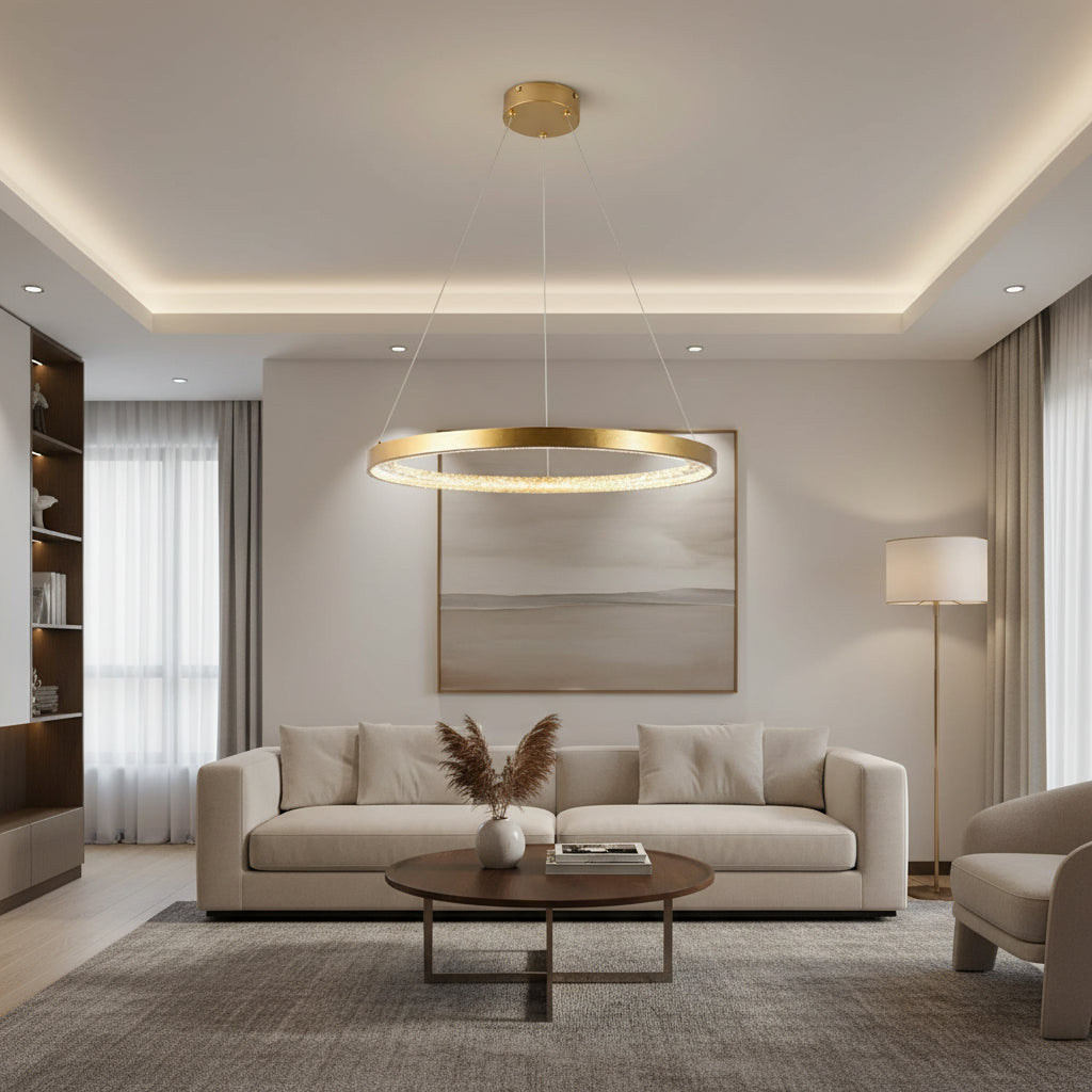 Eurolux Lustra Ring Crystal Pendant Gold LED 15w 3000K-P1358