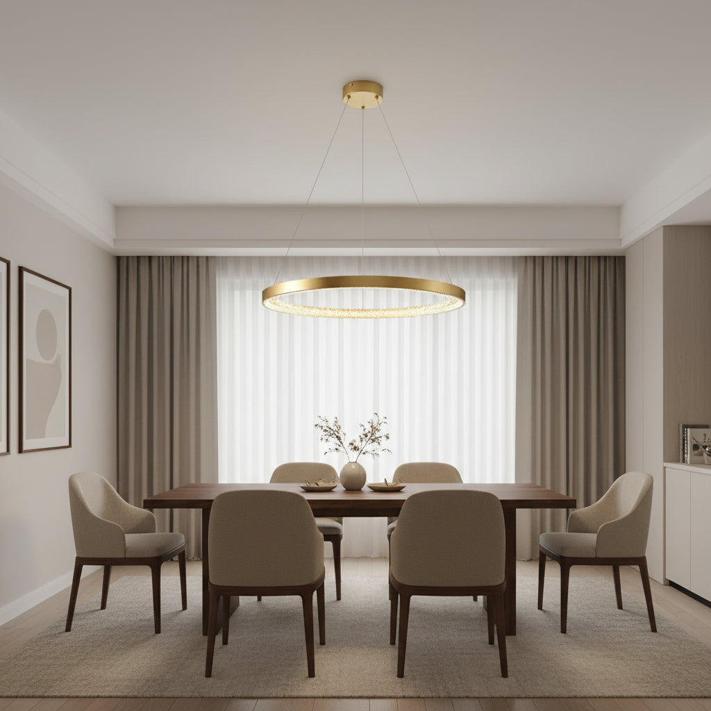 Eurolux Lustra Ring Crystal Pendant Gold LED 15w 3000K-P1358