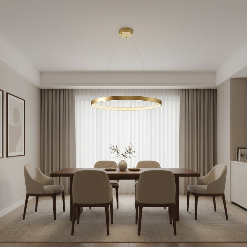 Eurolux Lustra Ring Crystal Pendant Gold LED 15w 3000K-P1358