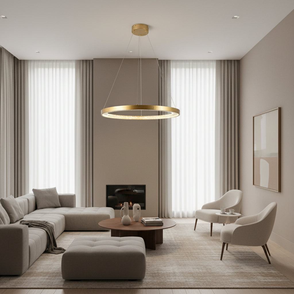 Eurolux Lustra Ring Crystal Pendant Gold LED 15w 3000K-P1358