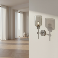 Retro Indoor Wall Light - Silver Cylinder - Glass 1301.