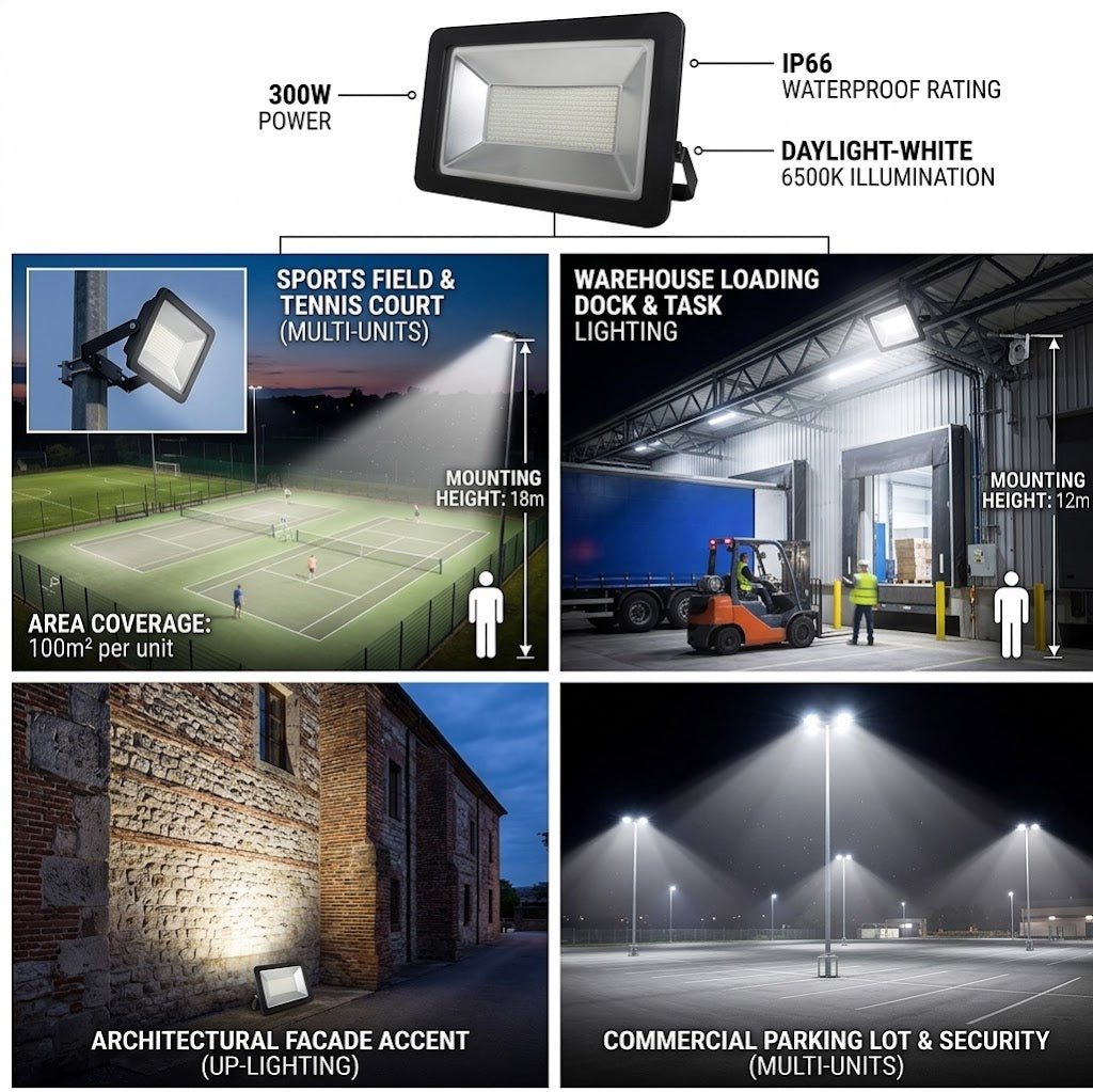 300W LED Flood Light-IP66-6500K.