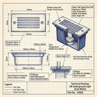 3w Underground Light Cool White 2400S IP65 6500K.