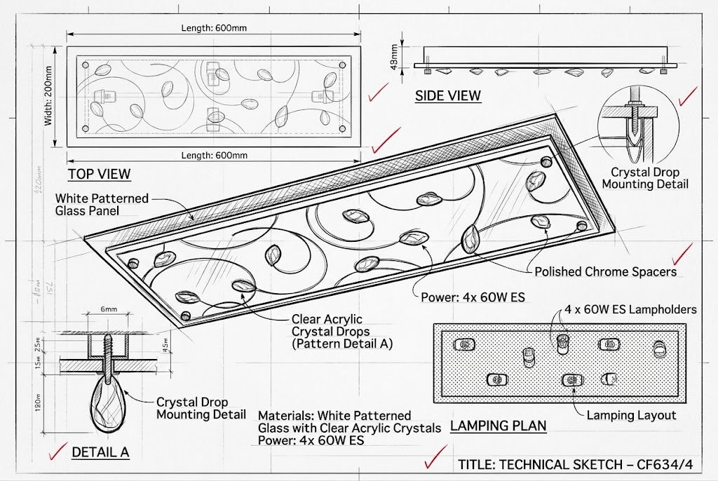 Brightstar-CF634/4 WHITE Ceiling Fitting.
