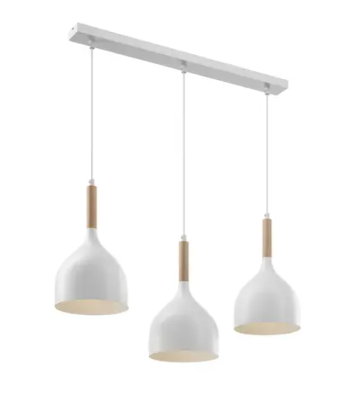 6006 Bowl Style Pendant Light - Row Of 3 - White.