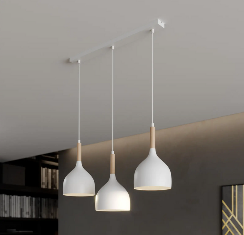 6006 Bowl Style Pendant Light - Row Of 3 - White.